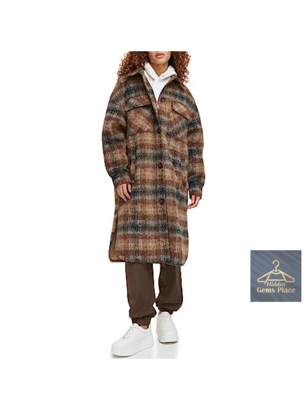 Women's Long Plaid Flannel Shirt Jacket Sherpa Lined Wool Blend Quilted